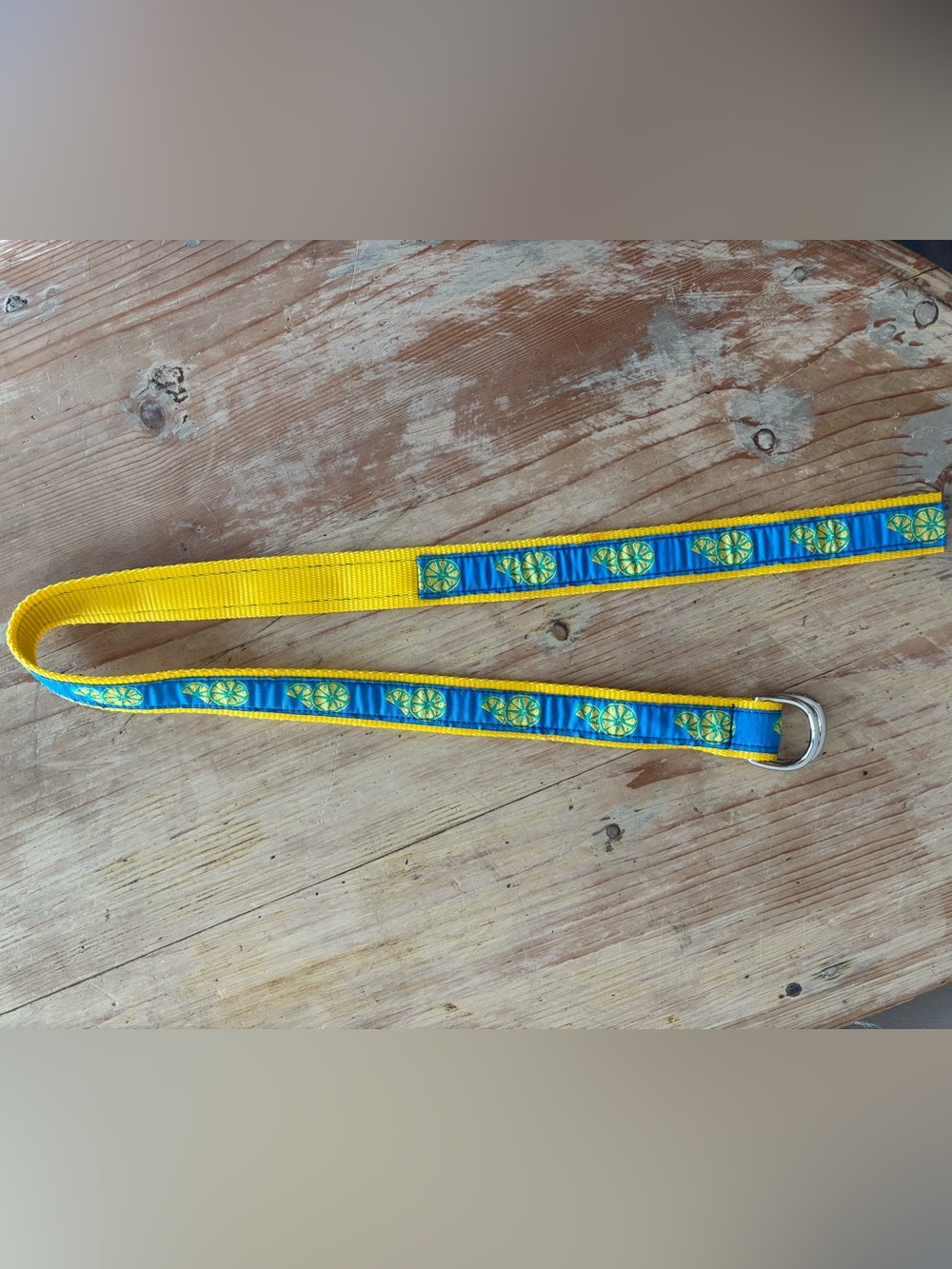 Eliza B Lemon Yellow Blue Ribbon Belt - Picture 2 of 2